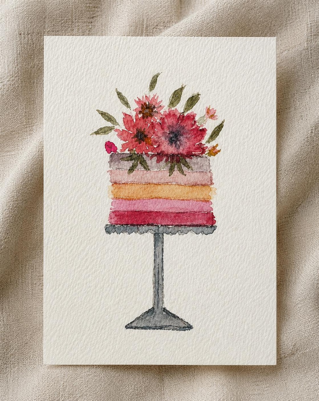 One of A Kind Hand Painted Watercolor Birthday Card Happy Birthday ...