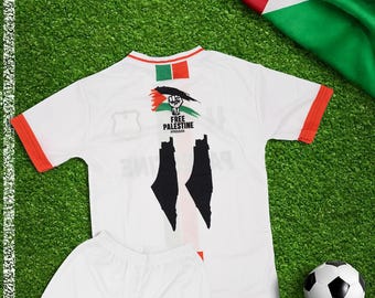 Palestine Jersey, Palestine Uniform, Palestine Soccer Shirt, Palestine Football Kids Jersey Short Sleeve Uniform