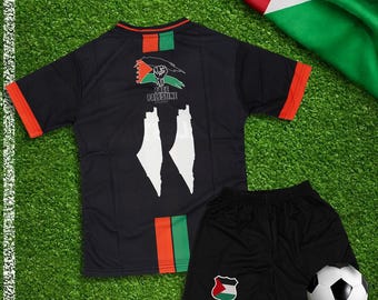 Palestine Jersey, Palestine Uniform, Palestine Soccer Shirt, Palestine Football Kids Jersey Short Sleeve Uniform