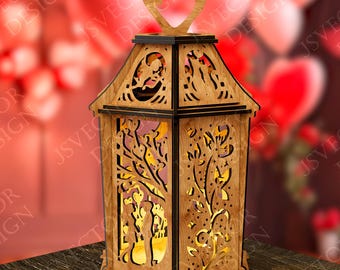 Laser Cut Candle Holder SVG, Romantic Valentine's Day Decor (Digital File)