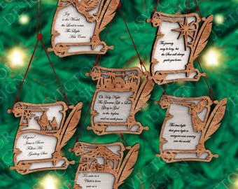 Nativity Scroll Ornament SVG Bundle: Layered Christmas Laser Cut Files (Digital Download)