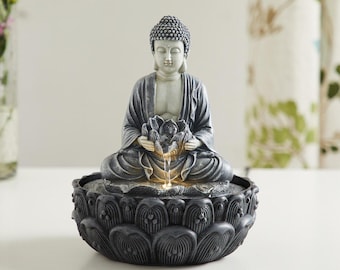 Lotus Buddha Waterfall Fountain: Polyresin Patio Decor (25x19 cm) II New Year Gift II Gift For Her II Christmas Gift