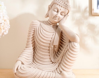 Enlighten Sitting Buddha Figurine : Polyresin Patio Decor (38 cm x 20 cm x 50 cm) II New Year Gift II Gift For Her II Christmas Gift