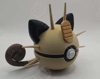 Meowth & Persian Inspired Character Design- 3D Printed Display Ball- Unique Fan Art Collectible