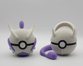 Mega Mewtwo X & Y Inspired Character Design- 3D Printed Display Ball- Unique Fan Art Collectible