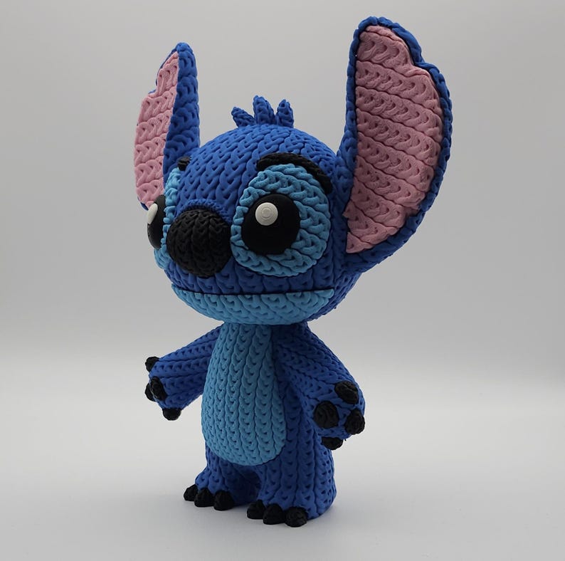 Knitted Design - 3D Printed Lilo & Stitch Inspired Character Figures - Unique Display Collectible image 4