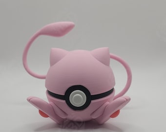Op Mew geïnspireerd personageontwerp - 3D-geprinte displaybal - uniek verzamelobject voor fanart