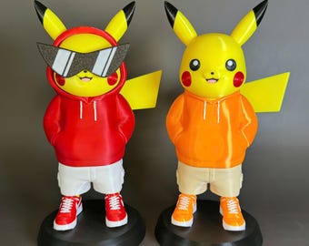 Urban Style Pikachu Character- 3D Printed Figure- Unique Display Collectible
