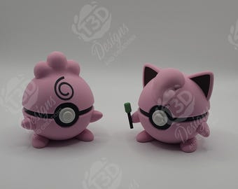 Igglypuff, Jigglypuff & Wigglytuff Inspired Character Design- 3D Printed Display Ball- Unique Fan Art Collectible