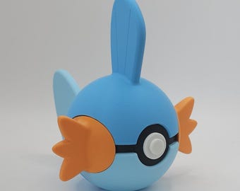 Mudkip, Marshtomp & Swampert #0258, #0259, #0260 Inspired Character Designs | 3D Printed Display Ball |Unique Fan Art Collectible