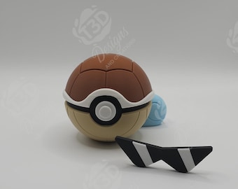 Squirtle, Wartortle, Blastoise & Mega Blastoise inspirierte Charakter Designs - 3D gedruckte Display Bälle - Einzigartiges Fan Art Sammlerstück