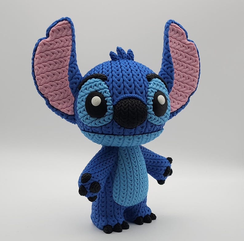 Knitted Design - 3D Printed Lilo & Stitch Inspired Character Figures - Unique Display Collectible image 2