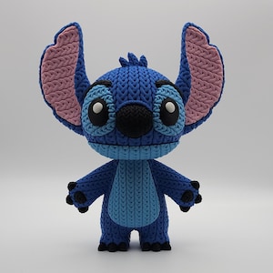 Knitted Design - 3D Printed Lilo & Stitch Inspired Character Figures - Unique Display Collectible Stitch Standing