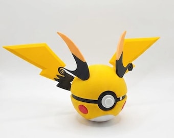 Raichu & Mega Raichu X and Y Inspired Character Design- 3D Printed Display Ball-Unique Fan Art Collectible