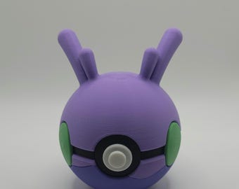 Goomy Pokemon-personageontwerp - 3D-geprinte Pokeball - uniek verzamelobject met display