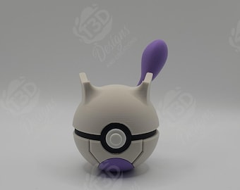 Diseño de personaje inspirado en Mewtwo - Bola de exhibición impresa en 3D - Artículo de colección único de fan art