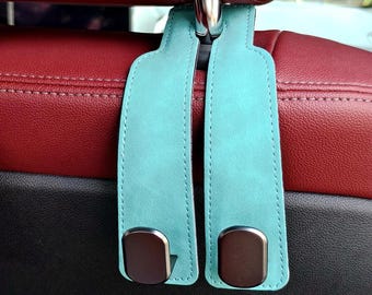 Handmade Suede Car Purse Hook, Luxury Dual Seat Hanger, Premium Car Interior Decor, Double Headrest Hook for Designer Bags, Car Gift for Her