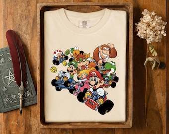 Mario Kart Race T-shirt, Retro Nintendo Shirt, Mario and Luigi Kart Tee, Classic Video Game Shirt, 90s Gaming Gift for Gamer