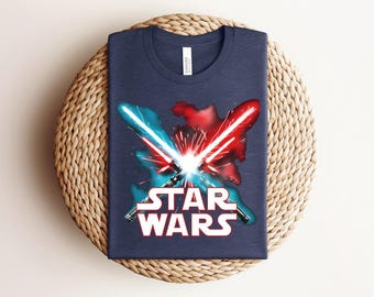 Star Wars Classic Epic Lightsabers Jedi Force Logo T-Shirt, Retro Star Wars Shirt, Disneyland Family Matching Shirt, Galaxy's Edge Shirt