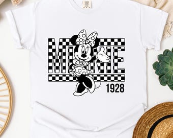 Retro Minnie Checkered Shirt, Minnie Mouse Shirt, Checkered Family shirt, Girl Trip Shirt, Magic Kingdom Tee