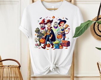 Toy Story Halloween Shirt 2025, Spooky Friends Tee, Buzz Woody Jessie Costume, Cute Fall Trick or Treat T-Shirt for Kids & Adults