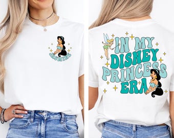 Camiseta "En mi época de princesa", camiseta "Viaje de chicas a parques temáticos", sudadera "Vacaciones mágicas", camiseta "Princesa Jasmine", camiseta "Viaje familiar de princesas"