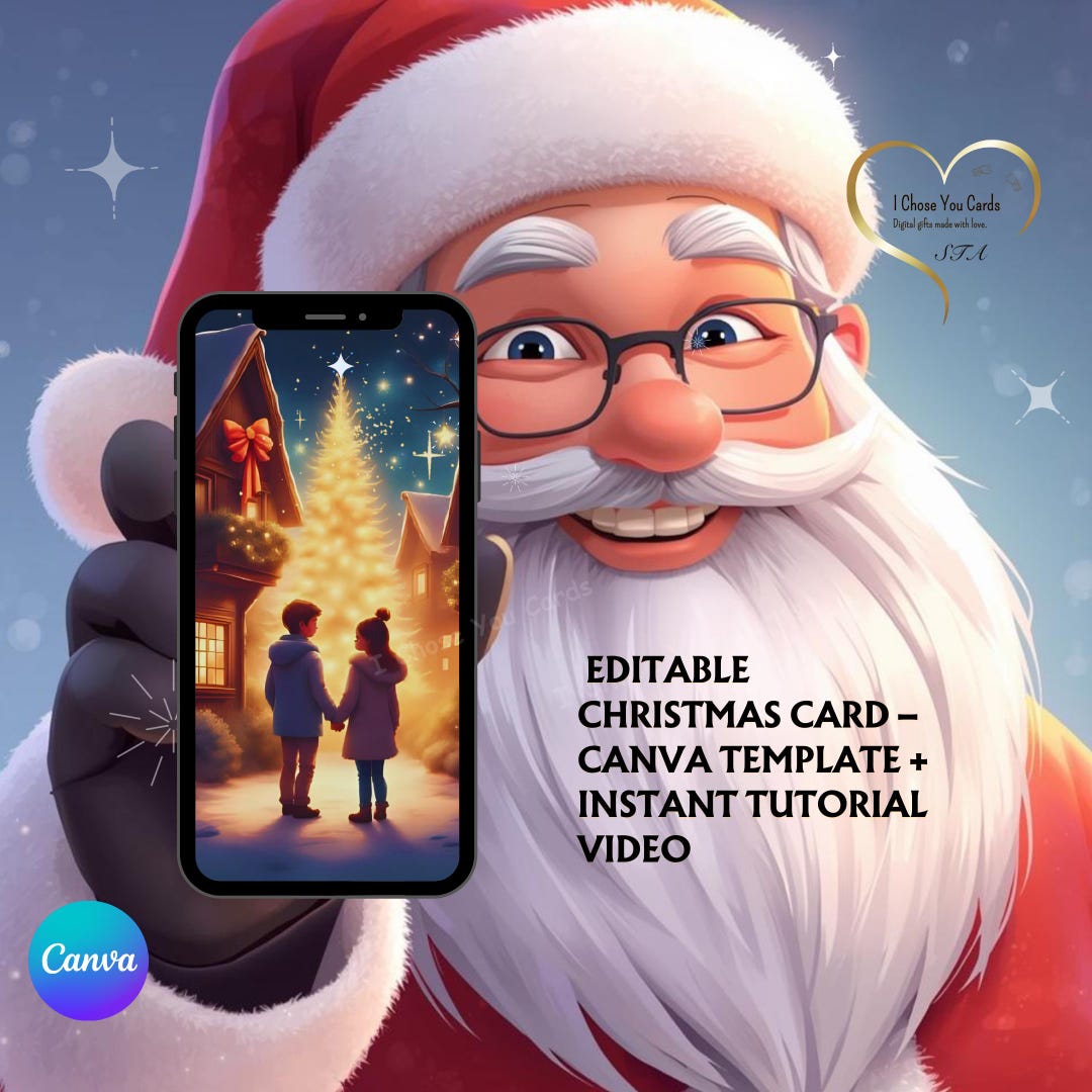 Editable Christmas Card Template | Mobile Holiday Greeting (digital ...