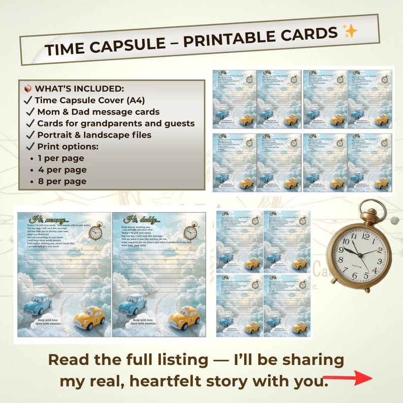 Time Capsule Card Design Examples Time Capsule – Printable Cards - Gift Baby - - Etsy