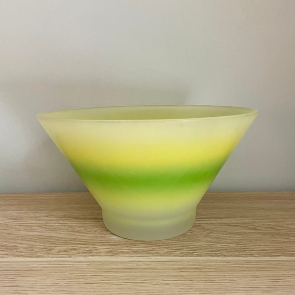 Yellow and Green Blendo Bowl - Mid Century Frosted Ombre Bowl