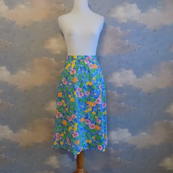 70s Bright Floral Skirt - 'Susanbee' - Small