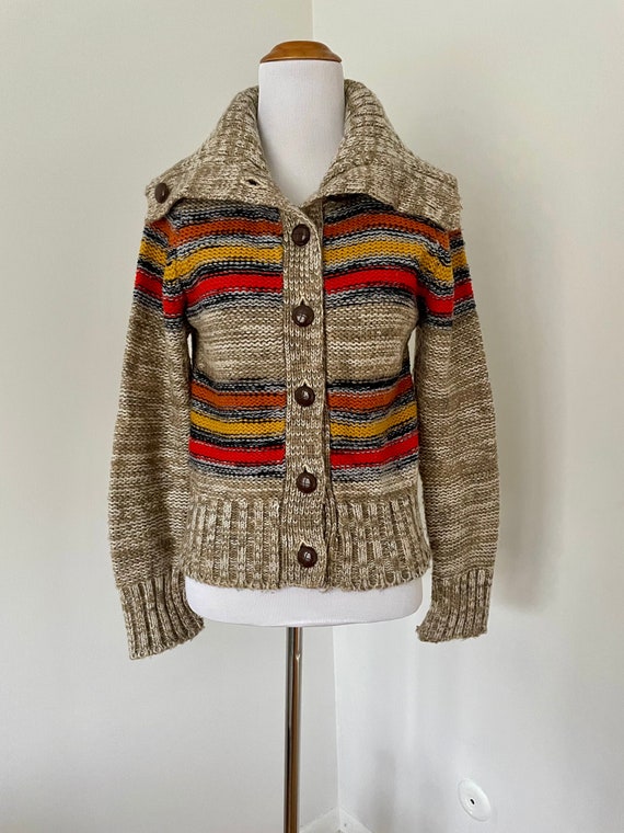 70s Orange Striped Cardigan - Carol Cohen for Brae