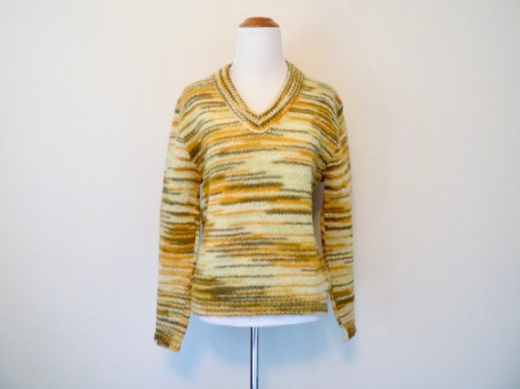 60s Striped Mohair Sweater - 'Old Colony' Green /
