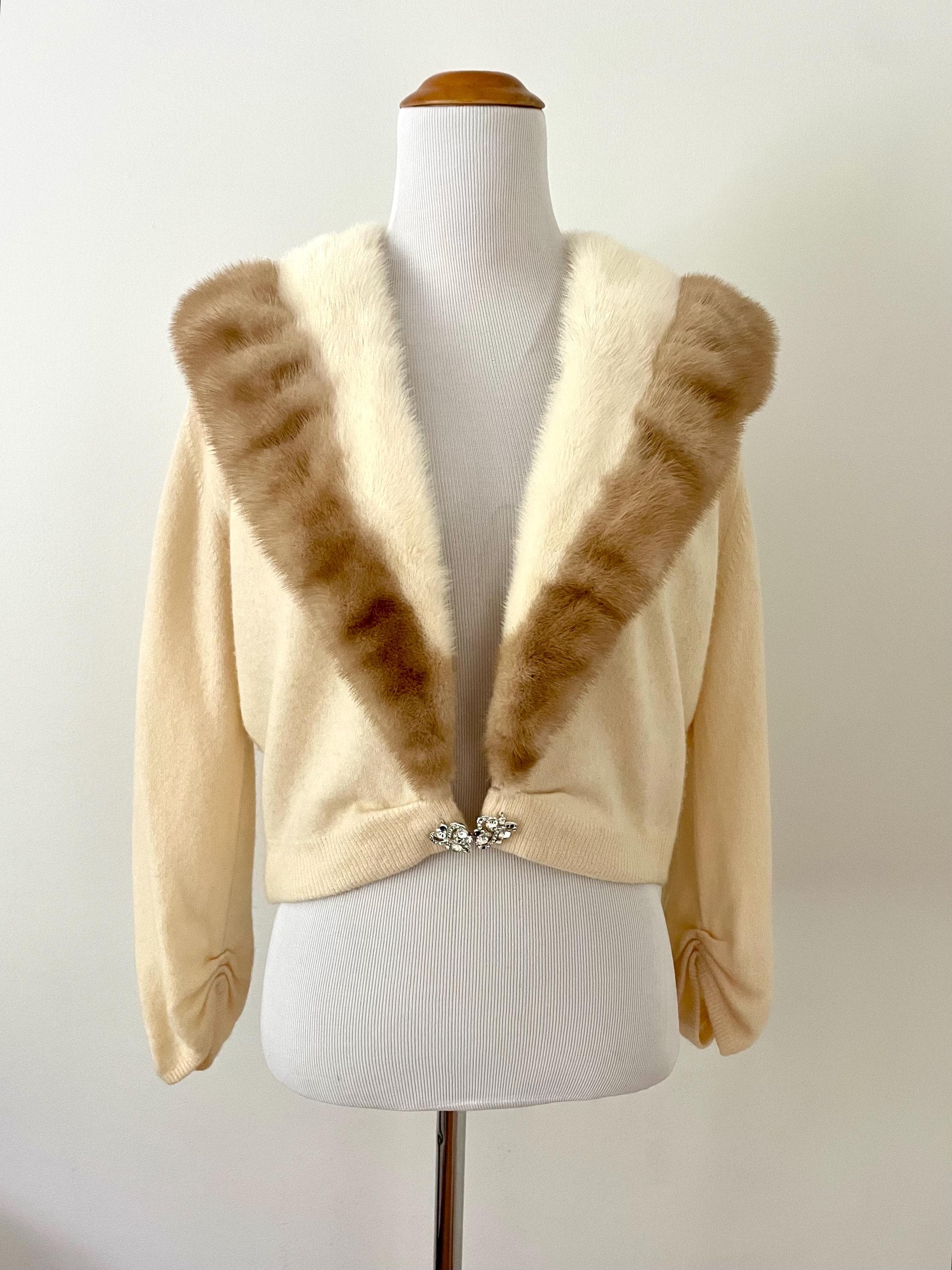 トップス vintage mink cardigan Vintage Mink Trimmed Cardigan - Etsy