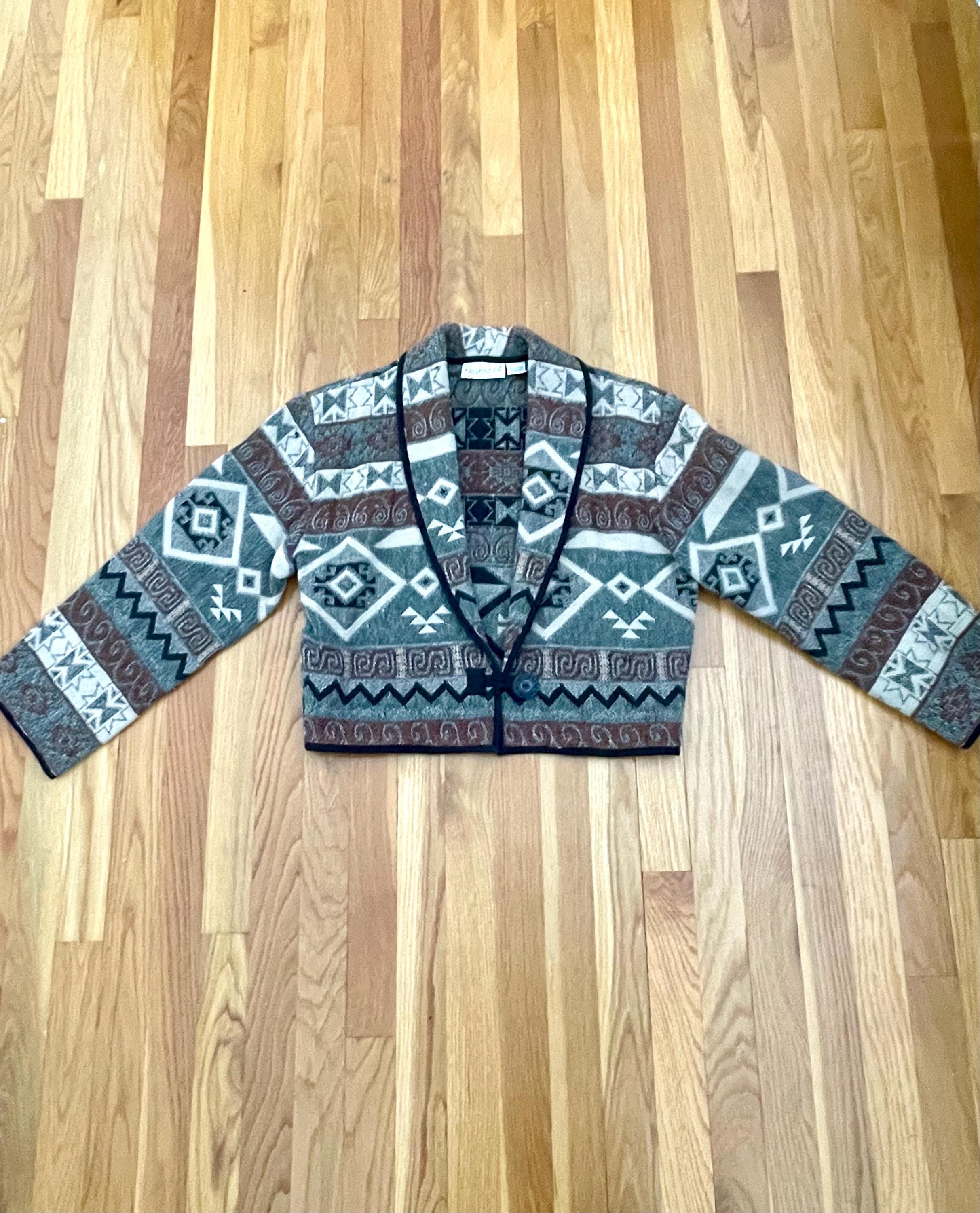 Veste Crop Multicolore Ethnique Boho Flashback Vintage - Taille M - Occasion Très Bon état
