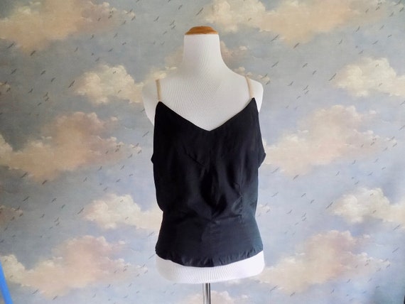 1930s Black Silk Camisole - Hand Made Lingerie / U