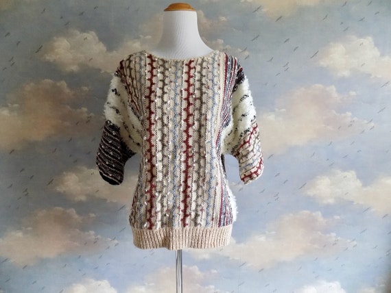 70s 'Bonnie and Bill' Textured Knit Sweater - M/L - image 1