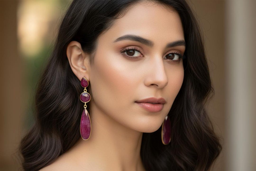 Radiant Ruby Elegance | Natural Gemstone Dangle Earrings | Handmade ...