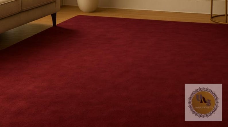 Layering Rug Maroon Luxury Solid Maroon Hand-tufted Wool Area Rug for Modern Living Room ...