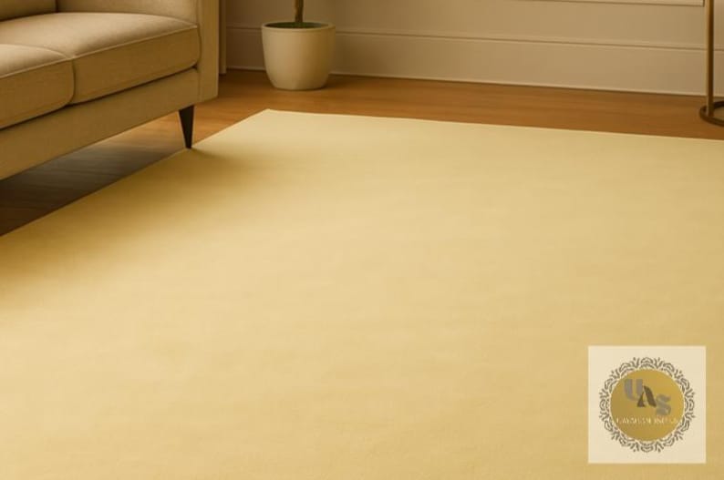 Light Yellow Color Rug Luxury Solid Light Yellow Hand-tufted Wool Area Rug for Modern Living ...