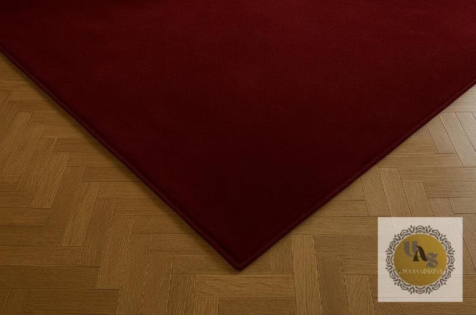 Maroon Vip Rug Luxury Maroon Solid Wool Area Carpet for Living Room – Hand-tufted Soft ...
