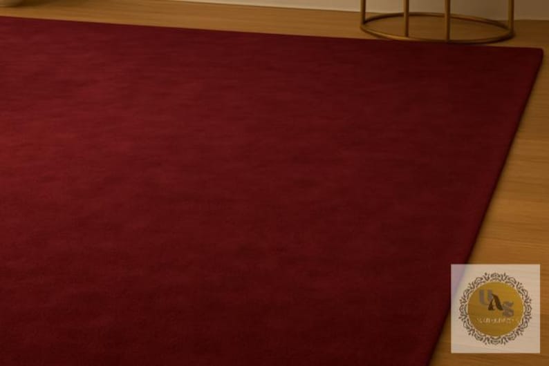 Maroon Border Rug Luxury Solid Maroon Hand-tufted Wool Area Rug for Modern Living Room ...