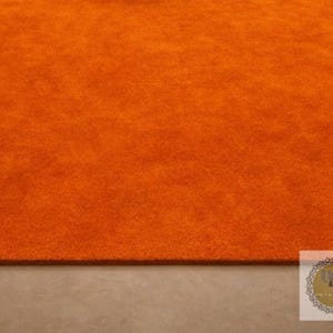 Luxury Solid Orange Area Rug | Handmade Plush Wool Carpet for Living Room & Bedroom | Modern Minimalist Large Floor Rug 5X7 5X8 8X10 image 4