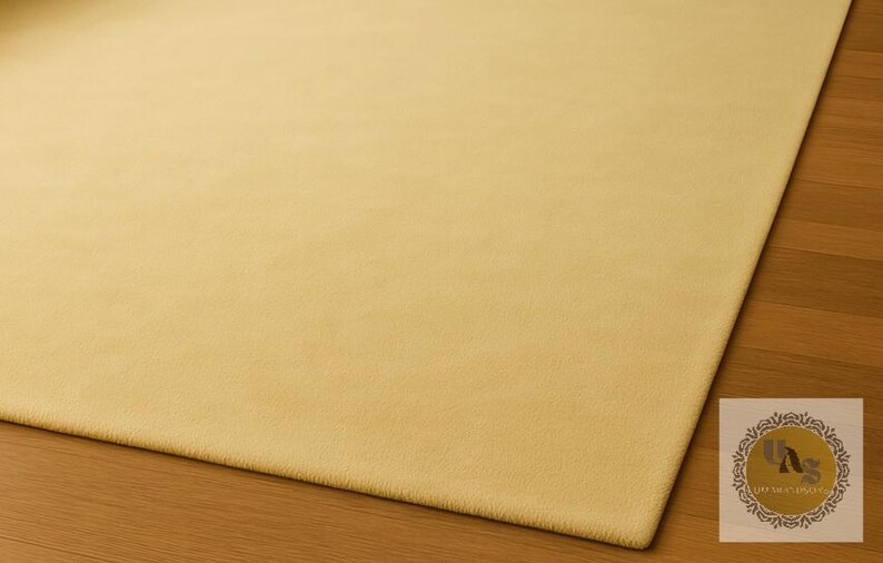 Light Yellow Color Rug Luxury Solid Light Yellow Hand-tufted Wool Area Rug for Modern Living ...