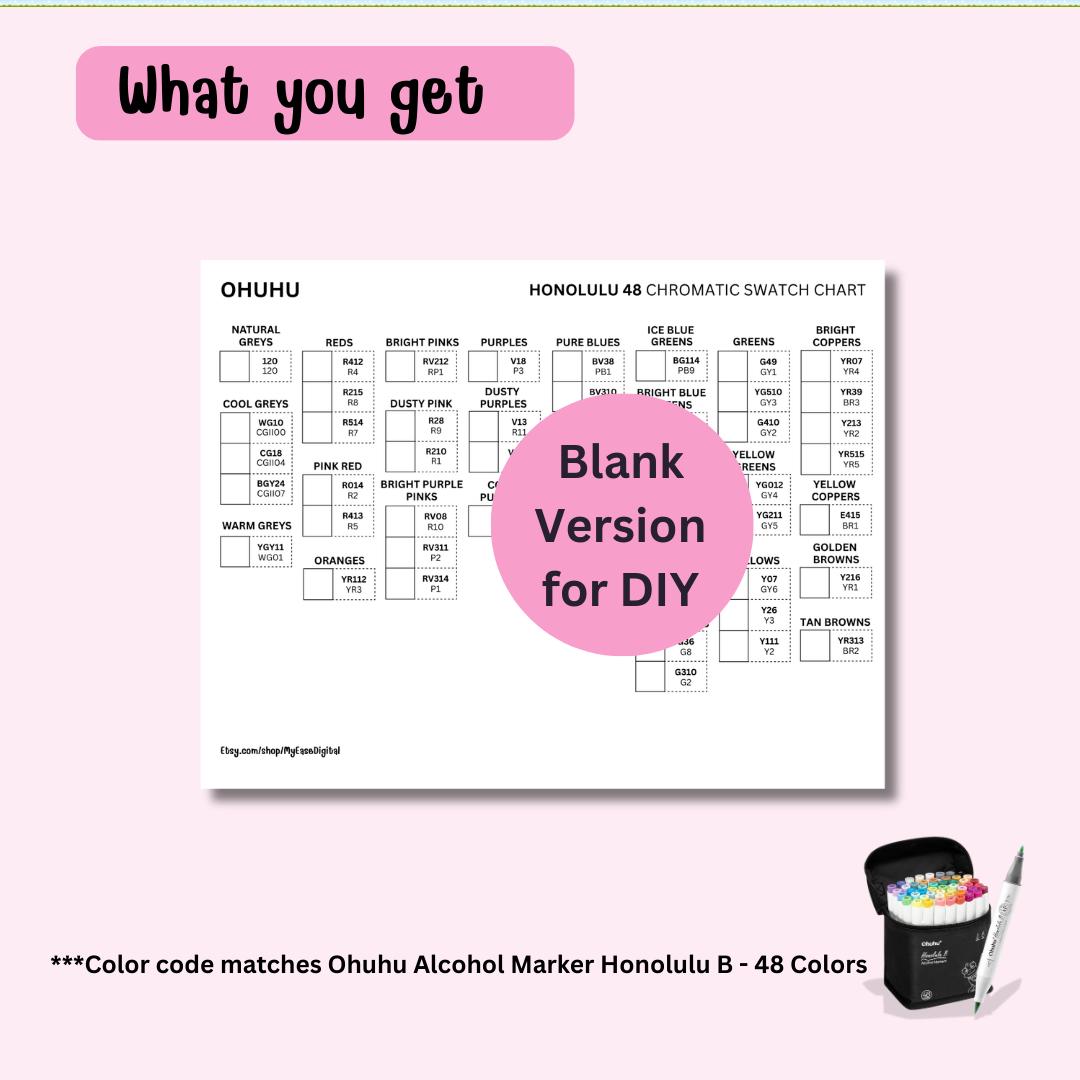 Ohuhu 48 Honolulu Swatch Chart Printable | New and Old Codes ...