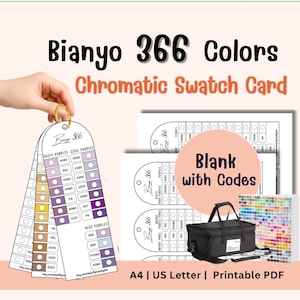 Carte d'échantillons Bianyo, 366 couleurs PDF imprimable | Tableau vierge avec marqueurs de codes | Marqueur à alcool coloré de suivi | A4 et lettre US