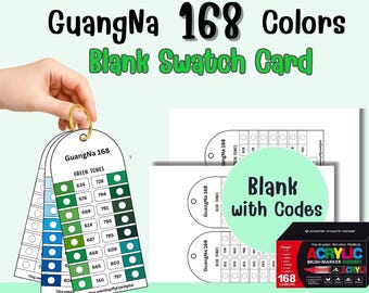 Carte d'échantillons de marqueurs GuangNa 168 | Nuancier vierge imprimable | PDF A4 et lettre US | Fourniture artistique pour les amateurs de marqueurs acryliques