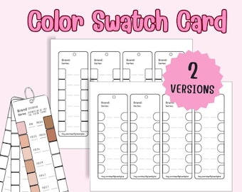 Printable Color Swatch Card PDF | Marker & Paint Swatch Template | Blank Marker Swatch Cards|DIY Color Chart Template |Art Supply Organizer