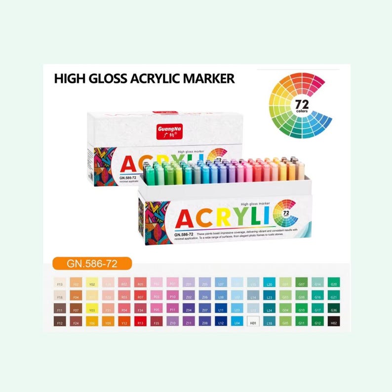 Guangna 72 High Gloss Marker Swatch Card Printable, Acrylic Marker ...