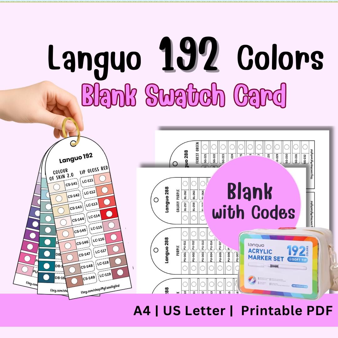Languo 192 Marker Swatch Card Printable | Acrylic Paint Marker Color ...