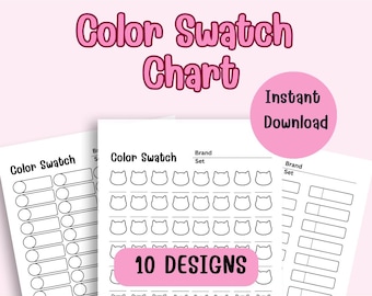 Color Swatch Chart Printable | 10 Printable Marker & Pencil Swatch Pages | Test and Label Colors | Blank Color Swatches Sheets | Color Chart